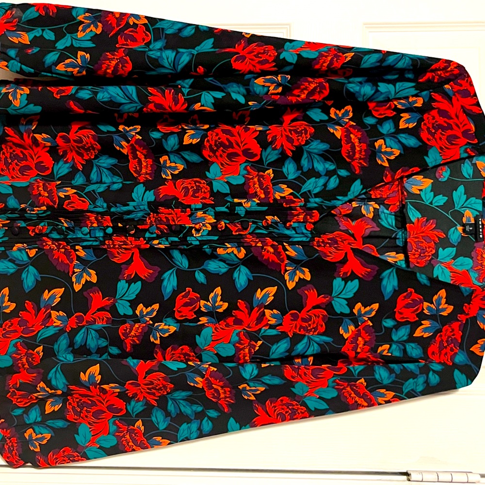 Torrid Plus Floral Gauzy Long Sleeve Tunic Top NWOT